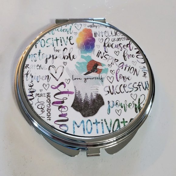 Love Yourself Motivational Compact Mirror - Picture 1 of 8